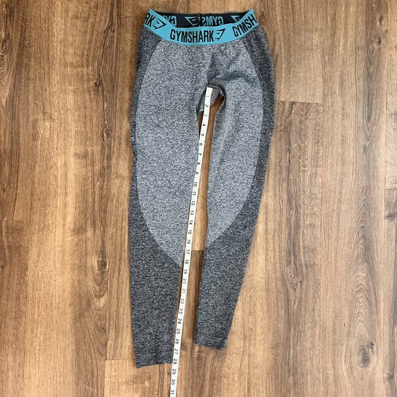 GymShark Womens Seamless Flex Leggings Gray  Turquoise Elastic Waist Sz M - Picture 5 of 10